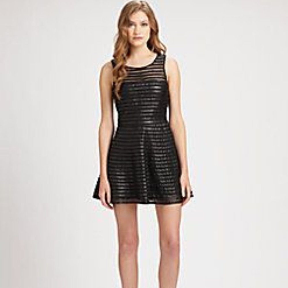 Parker Leather and Mesh Dress